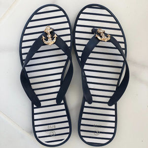 Navy Stripe Nautical Flip Flops